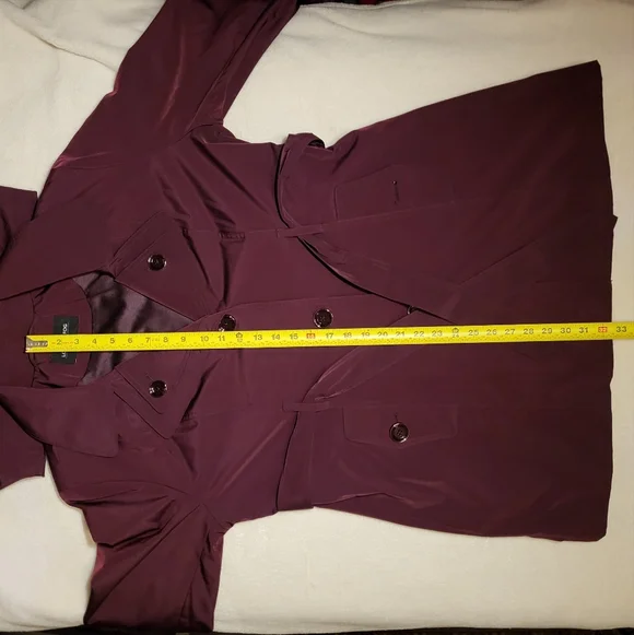 London Fog Eggplant Purple Trench Coat With Belt Tie And Removable Hood - Picture 8 of 12